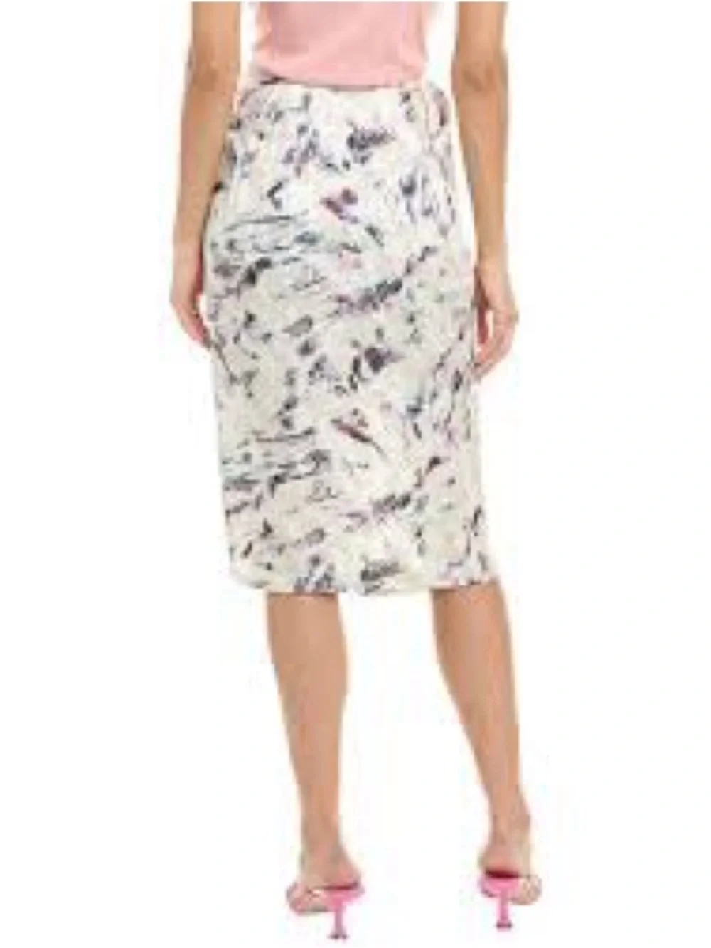 IRO White Pencil Skirt with Subtle Purple and Gray Accents